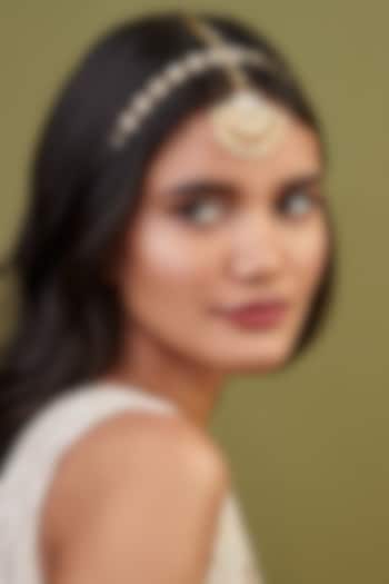 Gold Plated Kundan Polki Mathapatti by Curio Cottage at Pernia's Pop Up Shop