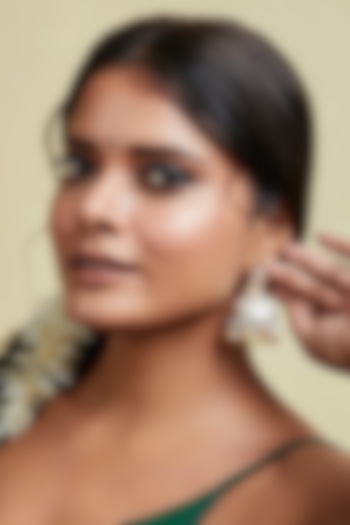 Gold Plated Kundan Polki & Pearl Jhumka Earrings by Curio Cottage
