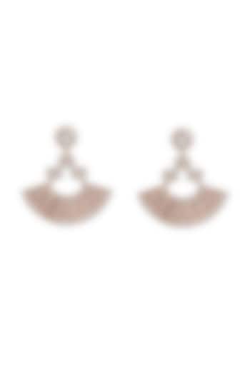 White Rhodium Finish Blush Pink Cubic Zirconia Dangler Earrings by Curio Cottage at Pernia's Pop Up Shop