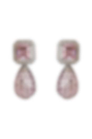White Rhodium Finish Amethyst & Cubic Zirconia Dangler Earrings by Curio Cottage