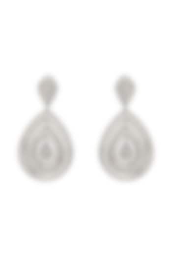 White Rhodium Finish Cubic Zirconia Dangler Earrings by Curio Cottage