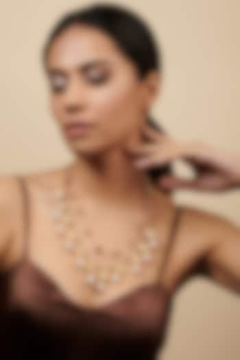 Gold Plated Layered Crystalline Stone Necklace by Curio Cottage at Pernia's Pop Up Shop