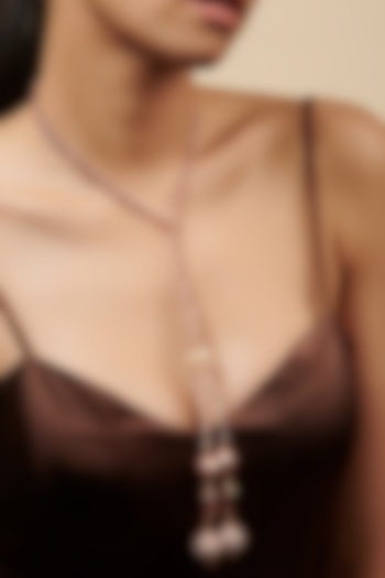 Gold Plated Crystalline Stone Scarf Necklace by Curio Cottage at Pernia's Pop Up Shop