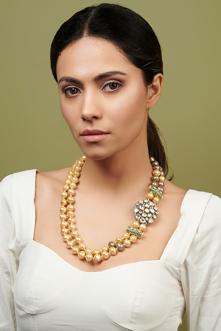 Gold Plated Double Layered Necklace by Curio Cottage