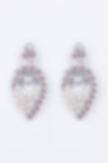 White Finish Red & White Zircon Dangler Earrings by Curio Cottage at Pernia's Pop Up Shop