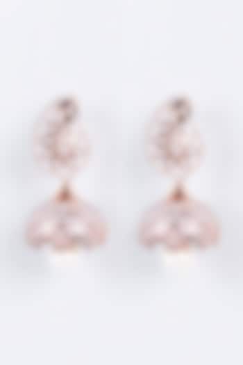 Rose Gold Plated Pearl Jhumka Earrings by Curio Cottage