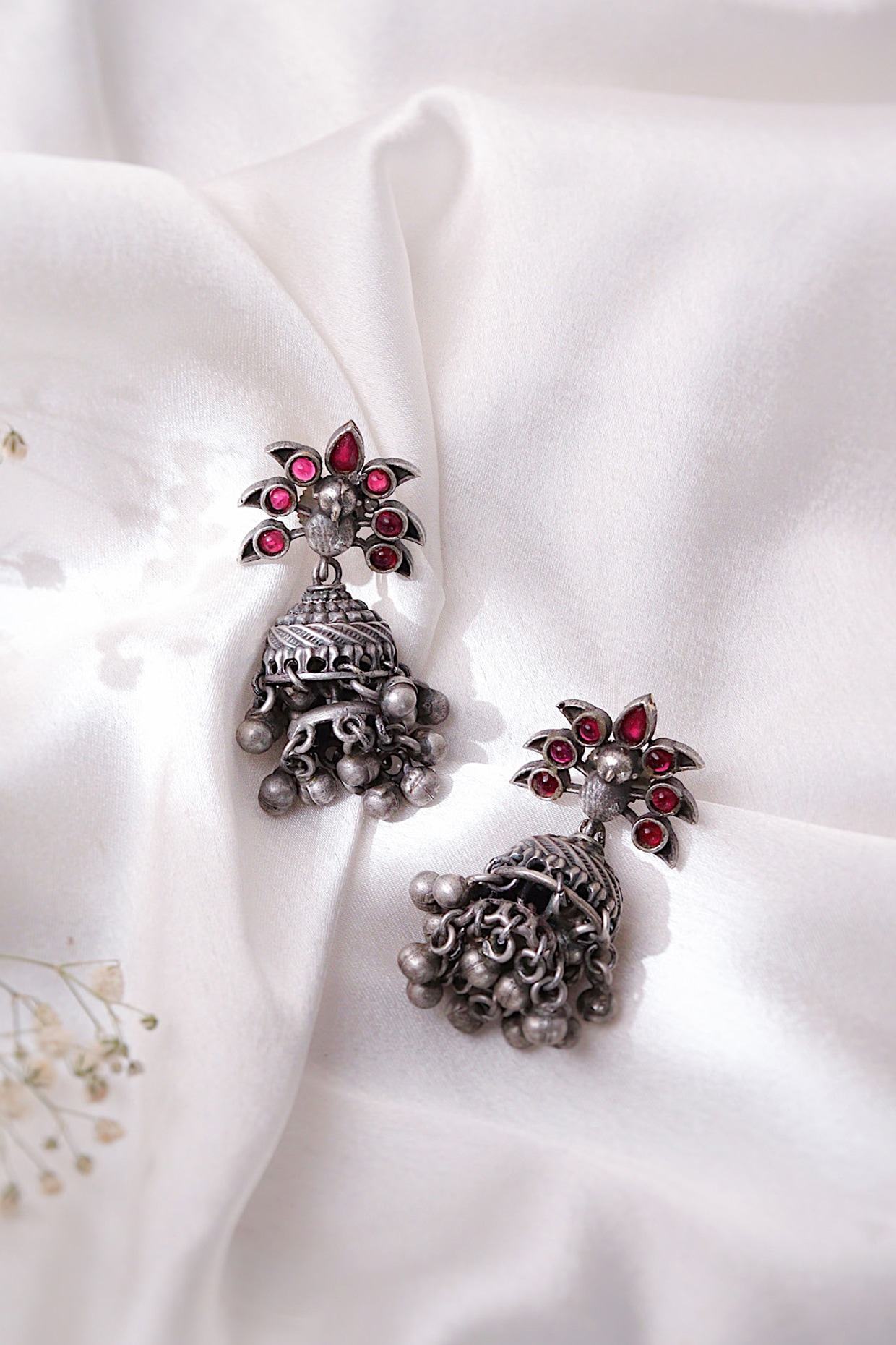 Silver Jhumka (4 colors) | Jewels and Stones India