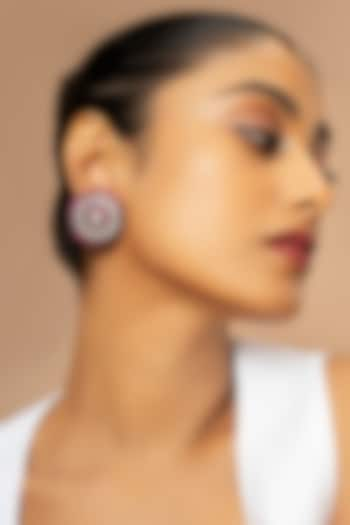 Pink Kundan Polki Floral Stud Earrings by Curio Cottage at Pernia's Pop Up Shop