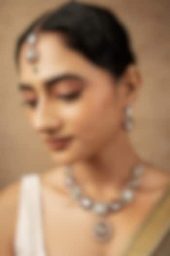 Gold Plated Kundan Polki Enameled Necklace Set by Curio Cottage at Pernia's Pop Up Shop