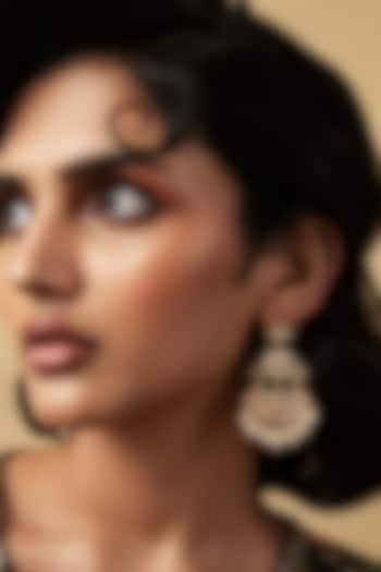 Gold Plated Kundan Polki & Pearl Chandbali Earrings by Curio Cottage at Pernia's Pop Up Shop