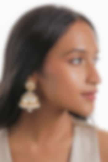 Gold Plated Navratna Stone Jhumka Earrings by Curio Cottage at Pernia's Pop Up Shop