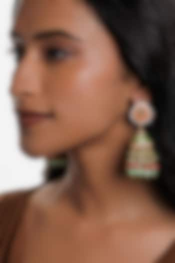 Gold Plated Semi-precious Stone Jhumka Earrings by Curio Cottage at Pernia's Pop Up Shop