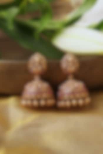 Gold Plated Semi-Precious Stone Jhumka Earrings by Curio Cottage at Pernia's Pop Up Shop