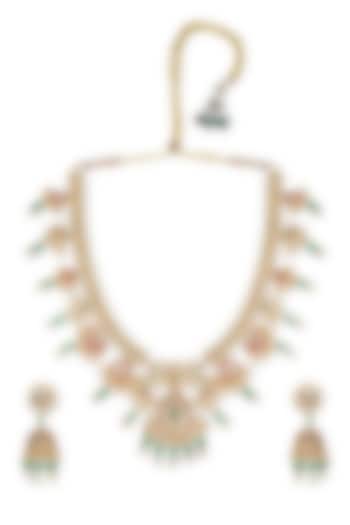 Gold Plated Semi-Precious Stone & Beaded Necklace Set by Curio Cottage at Pernia's Pop Up Shop