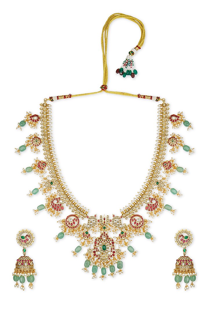 Gold Plated Semi-Precious Stone & Beaded Necklace Set by Curio Cottage at Pernia's Pop Up Shop