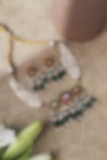 Gold Plated Semi-precious Stone Choker Necklace Set by Curio Cottage at Pernia's Pop Up Shop