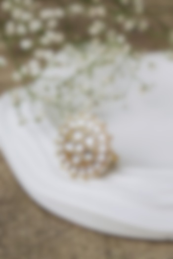 Gold Plated Kundan Polki & Pearl Ring by Curio Cottage at Pernia's Pop Up Shop