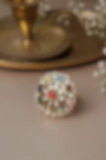 Gold Plated Semi-Precious Stone Ring by Curio Cottage at Pernia's Pop Up Shop