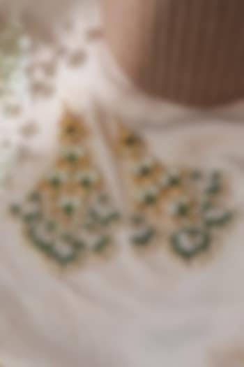 Gold Plated Green Kundan Polki Dangler Earrings by Curio Cottage at Pernia's Pop Up Shop