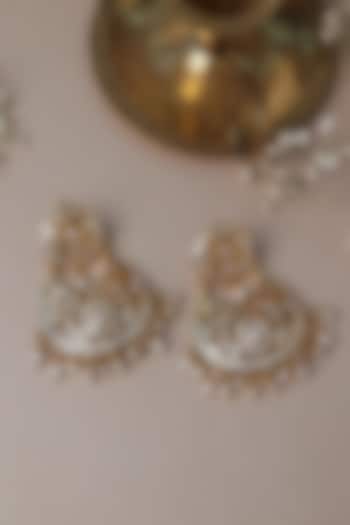 Gold Plated Pearl Jadau Chandbali Earrings by Curio Cottage at Pernia's Pop Up Shop