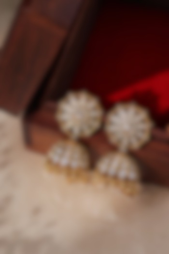Gold Plated Kundan Polki Jhumka Earrings by Curio Cottage at Pernia's Pop Up Shop