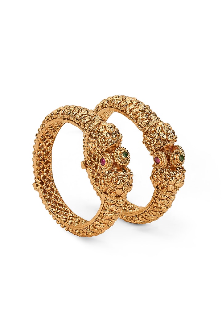 Gold Plated Semi-Precious Stone Bangles (Set Of 2) by Curio Cottage at Pernia's Pop Up Shop