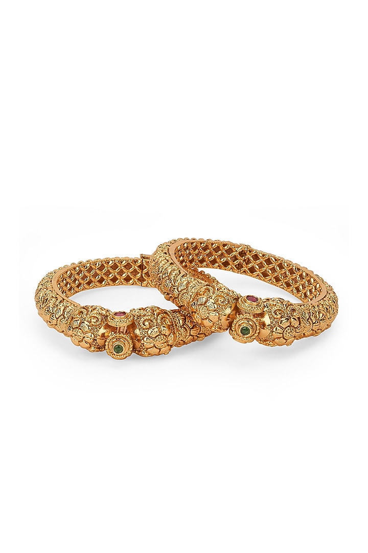 Gold Plated Semi-Precious Stone Bangles (Set Of 2) by Curio Cottage at Pernia's Pop Up Shop