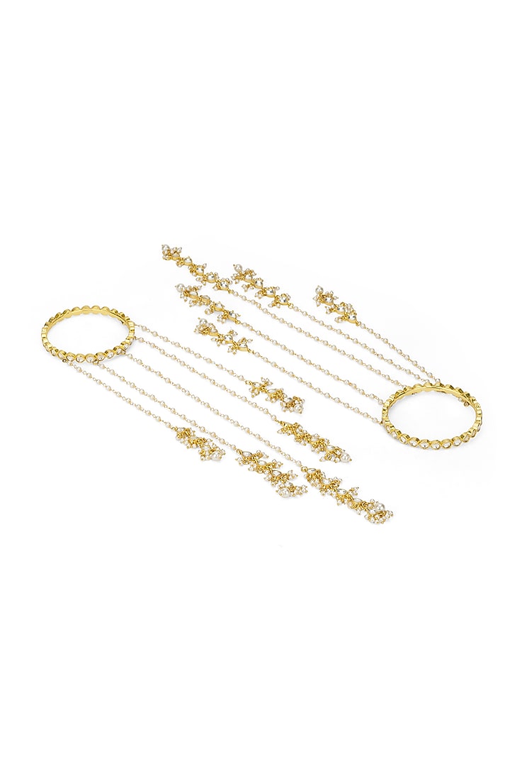 Gold Plated Kundan Polki Kaleera Bangles (Set Of 2) by Curio Cottage at Pernia's Pop Up Shop
