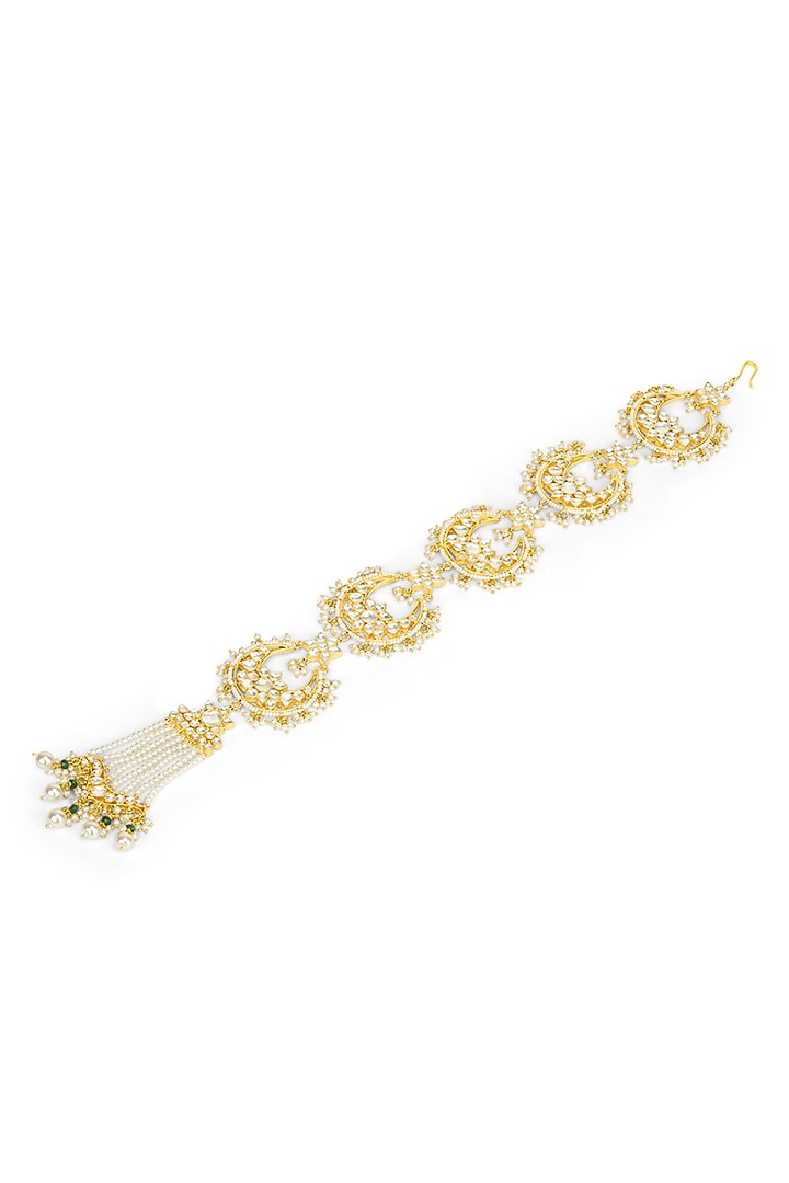 Gold Plated Crescent Kundan Polki Jadai by Curio Cottage at Pernia's Pop Up Shop