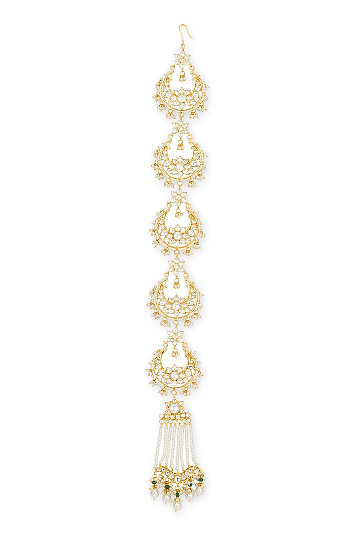 Gold Plated Crescent Kundan Polki Jadai by Curio Cottage at Pernia's Pop Up Shop