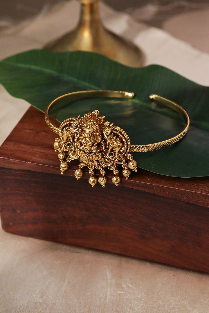 Gold Plated Laxmi Motif Armcuff by Curio Cottage at Pernia's Pop Up Shop