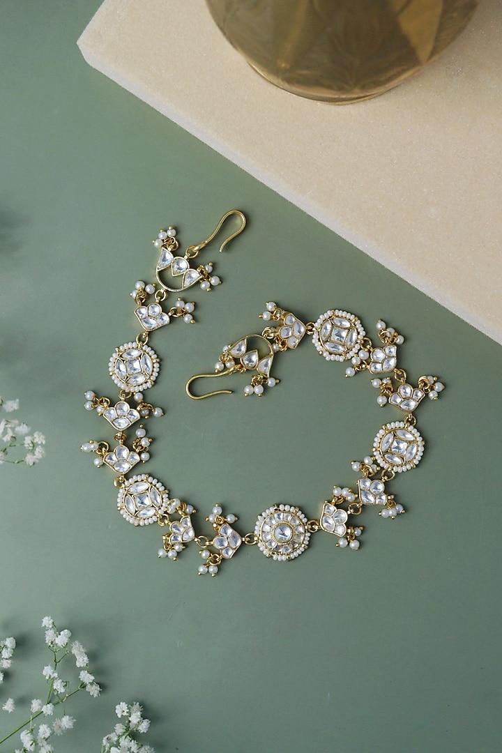 Gold Plated Kundan Polki Seeshphool by Curio Cottage at Pernia's Pop Up Shop