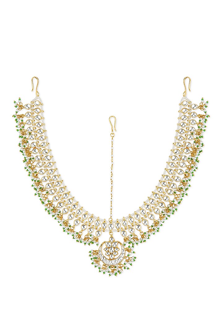 Gold Plated Kundan Polki Mathapatti by Curio Cottage at Pernia's Pop Up Shop