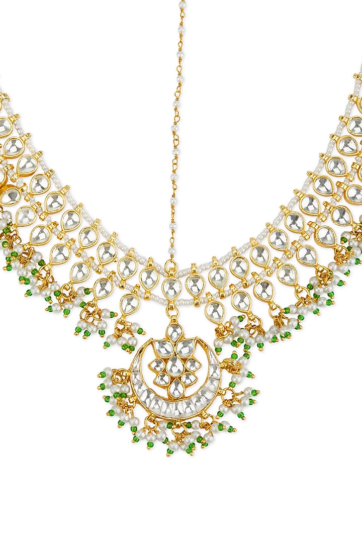 Gold Plated Kundan Polki Mathapatti by Curio Cottage at Pernia's Pop Up Shop