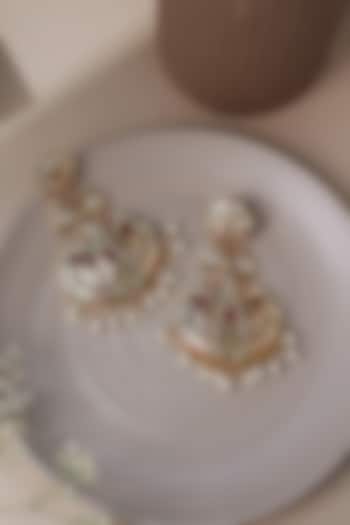 Gold Plated Multi-Colored Gem Stones Dangler Earring by Curio Cottage at Pernia's Pop Up Shop