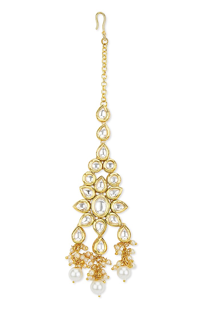 Gold Plated Kundan Polki Necklace Set by Curio Cottage at Pernia's Pop Up Shop