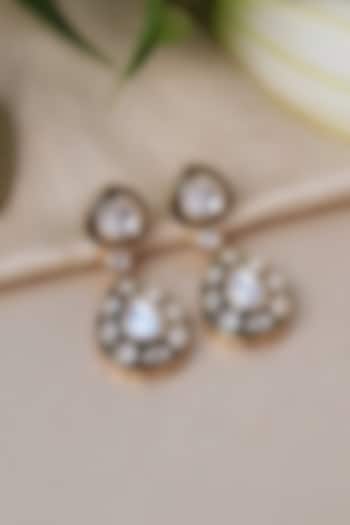 Gold Plated Kundan Polki Enameled Dangler Earrings by Curio Cottage at Pernia's Pop Up Shop