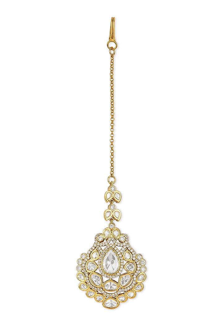 Two-Tone Plated Kundan Polki Maangtikka by Curio Cottage at Pernia's Pop Up Shop