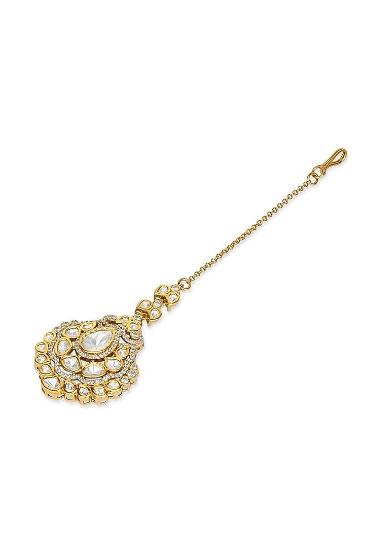Two-Tone Plated Kundan Polki Maangtikka by Curio Cottage at Pernia's Pop Up Shop