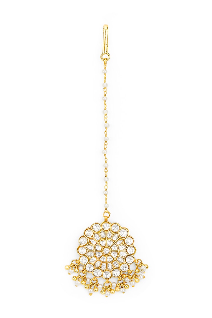 Gold Plated Kundan Polki Maangtikka by Curio Cottage at Pernia's Pop Up Shop