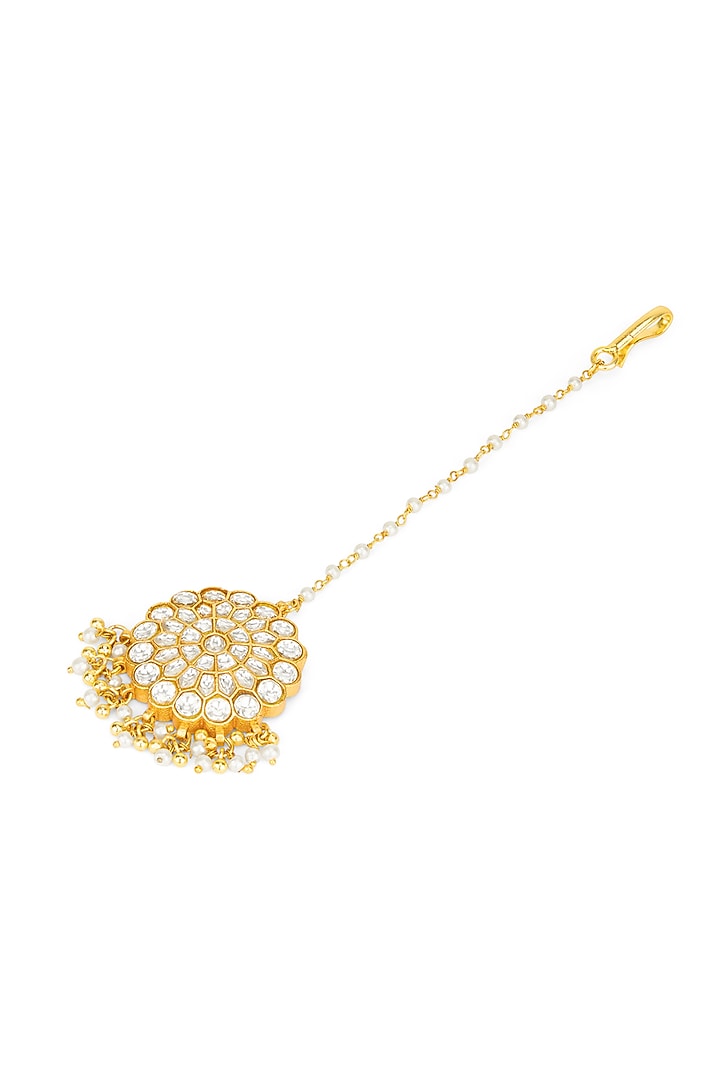 Gold Plated Kundan Polki Maangtikka by Curio Cottage at Pernia's Pop Up Shop