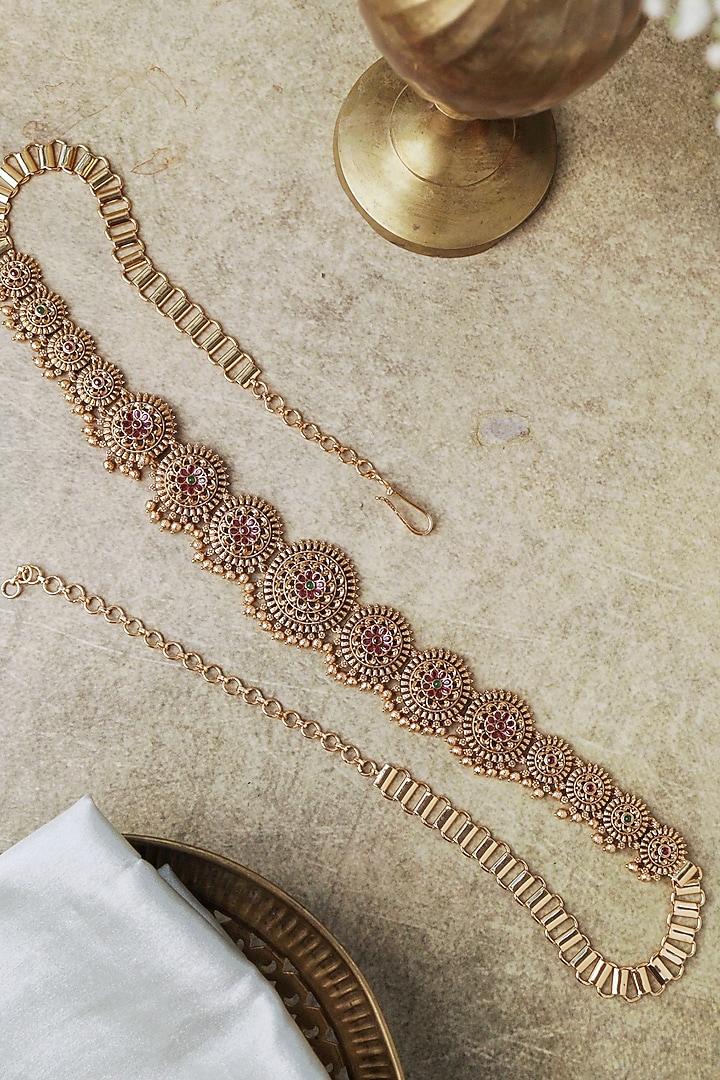 Gold Plated Floral Motifs Belt by Curio Cottage at Pernia's Pop Up Shop