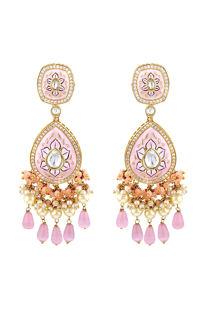 Pastel Pink Kundan And Pearls Bridal Necklace Set – Curio Cottage