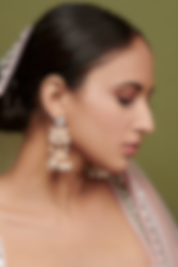 Gold Finish Pearl Paisley Jhumka Bridal Earrings by Curio Cottage at Pernia's Pop Up Shop