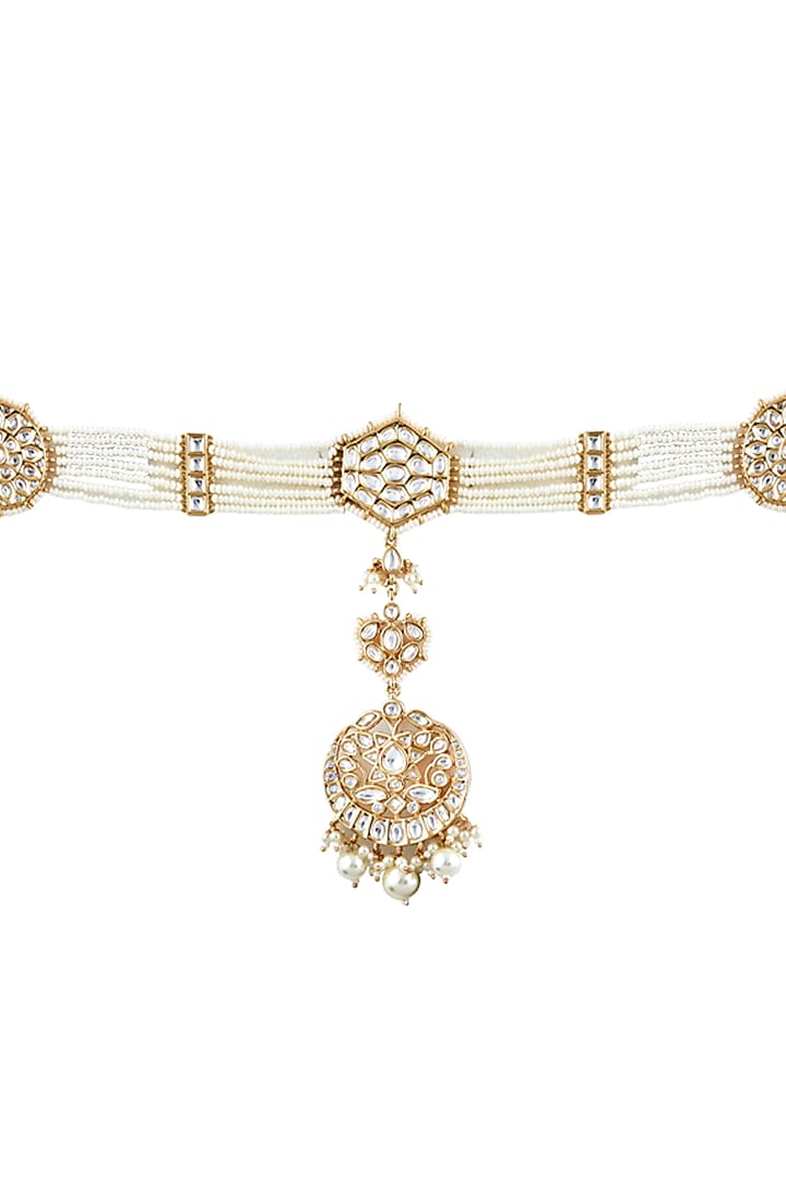 Gold Finish Fresh Water Pearls Mathapathi by Curio Cottage at Pernia's Pop Up Shop