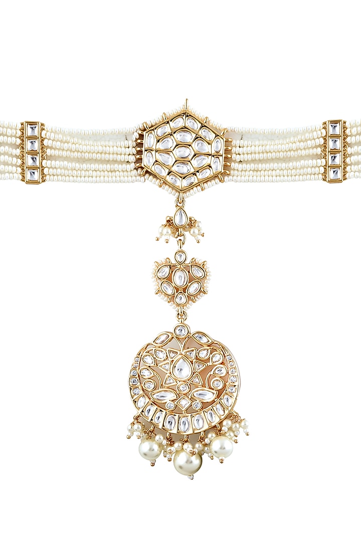 Gold Finish Fresh Water Pearls Mathapathi by Curio Cottage at Pernia's Pop Up Shop