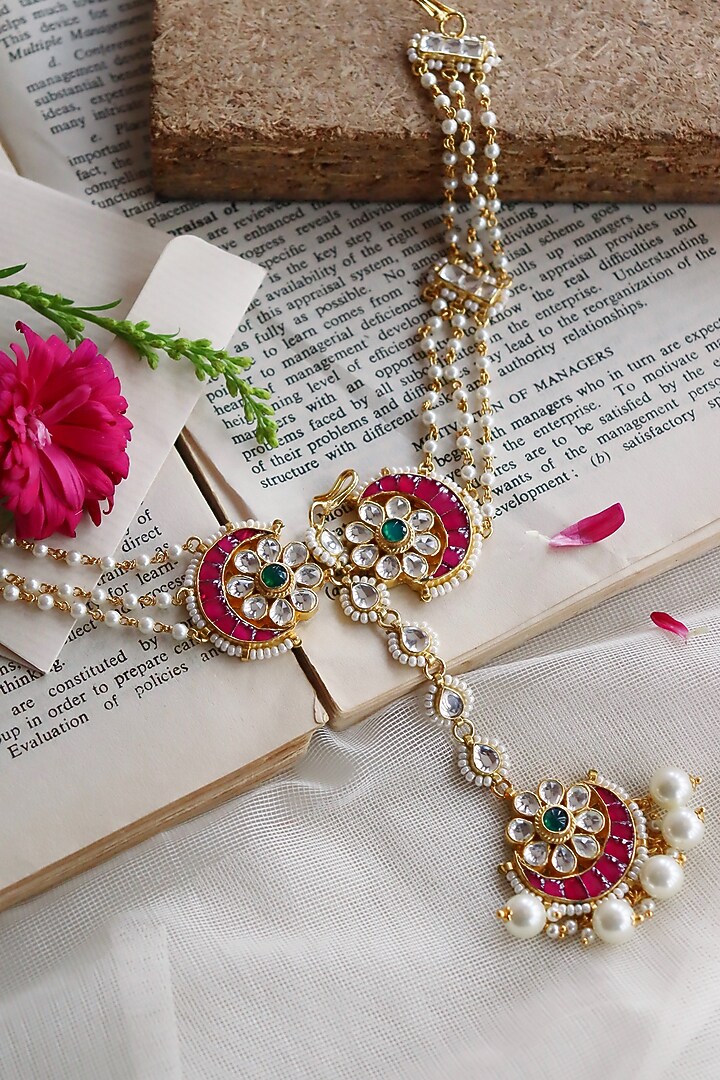 Gold Finish Kundan Polki Bridal Mathapathi by Curio Cottage at Pernia's Pop Up Shop