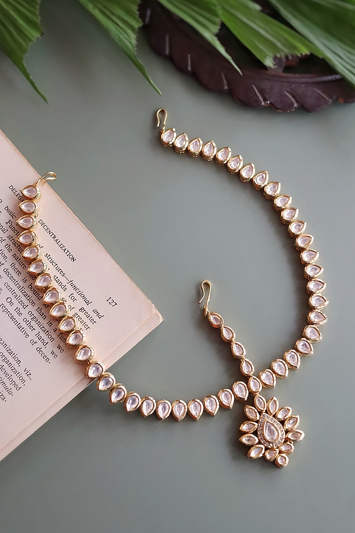 Gold Finish Kundan Polki Mathapathi by Curio Cottage at Pernia's Pop Up Shop