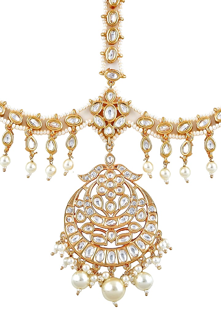 Gold Finish Semi Precious Stone Mathapathi by Curio Cottage at Pernia's Pop Up Shop