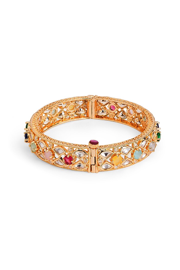 Gold Plated Multi-Colored Gemstone Bangle by Curio Cottage at Pernia's Pop Up Shop